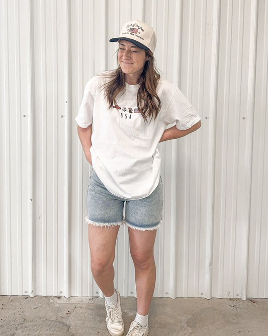 USA Embroidered Icons T-Shirt
