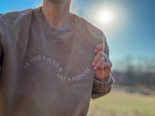 He Has a Plan and I Have a Purpose Embroidered Sweatshirt