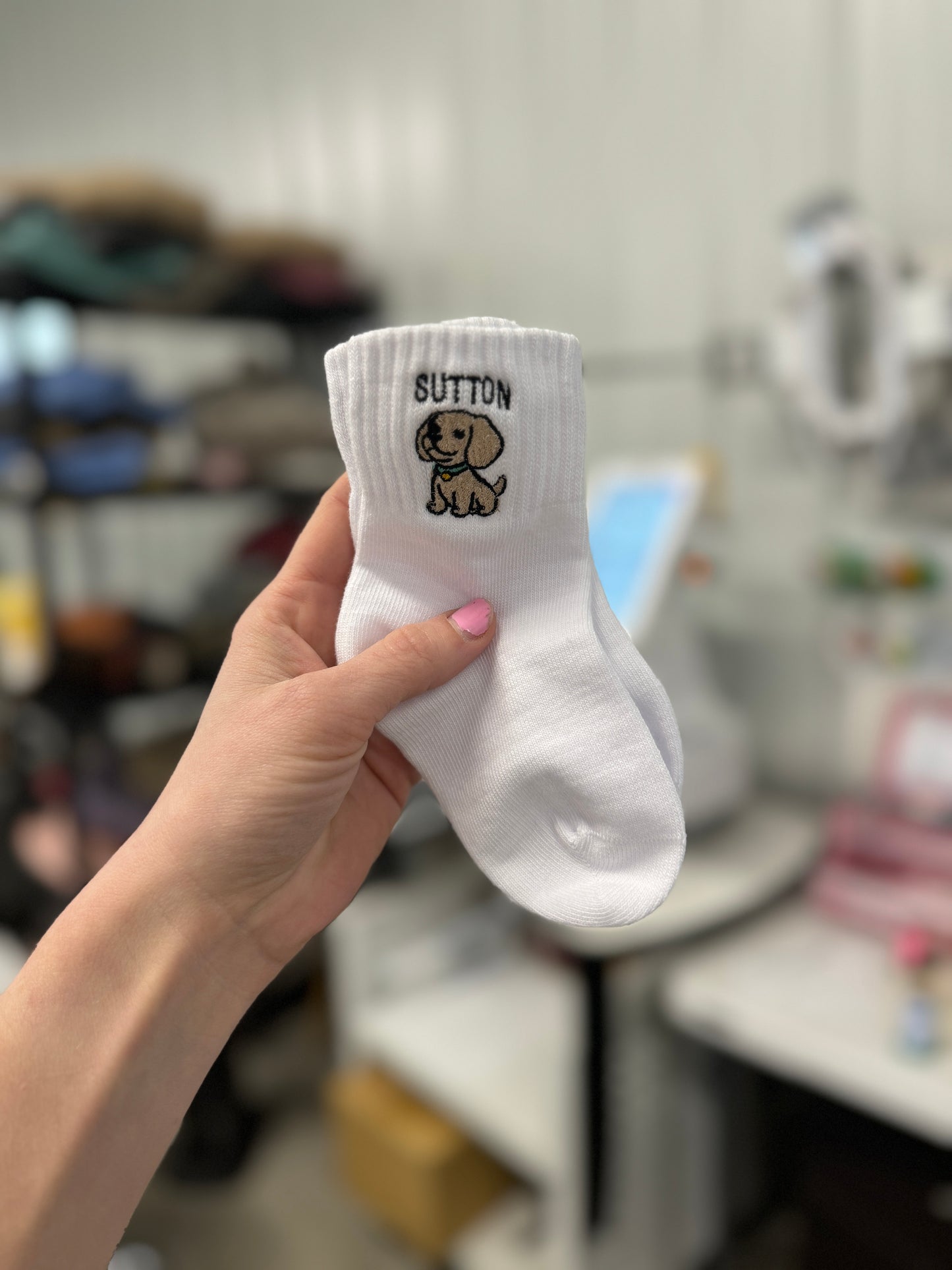 Custom Name Kids Socks - Puppy