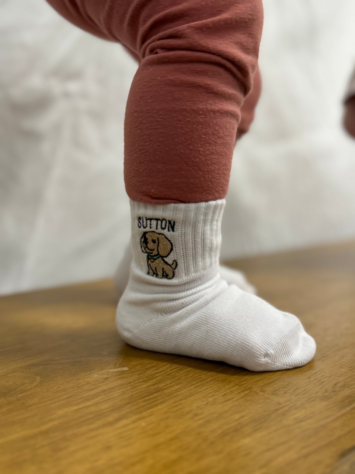 Custom Name Kids Socks - Puppy