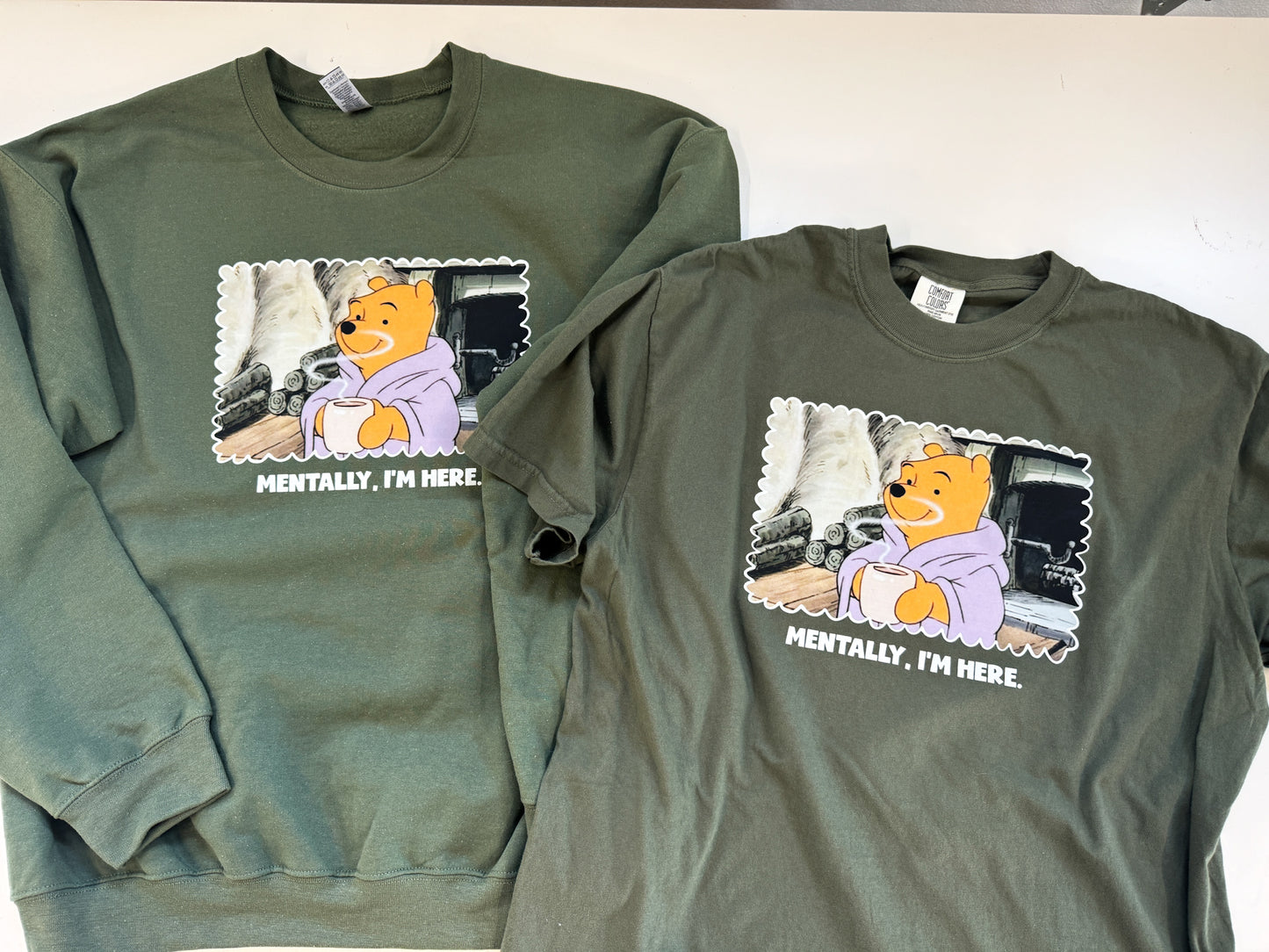 Mentally, I'm Here Pooh Bear Fall Crewneck Sweatshirt