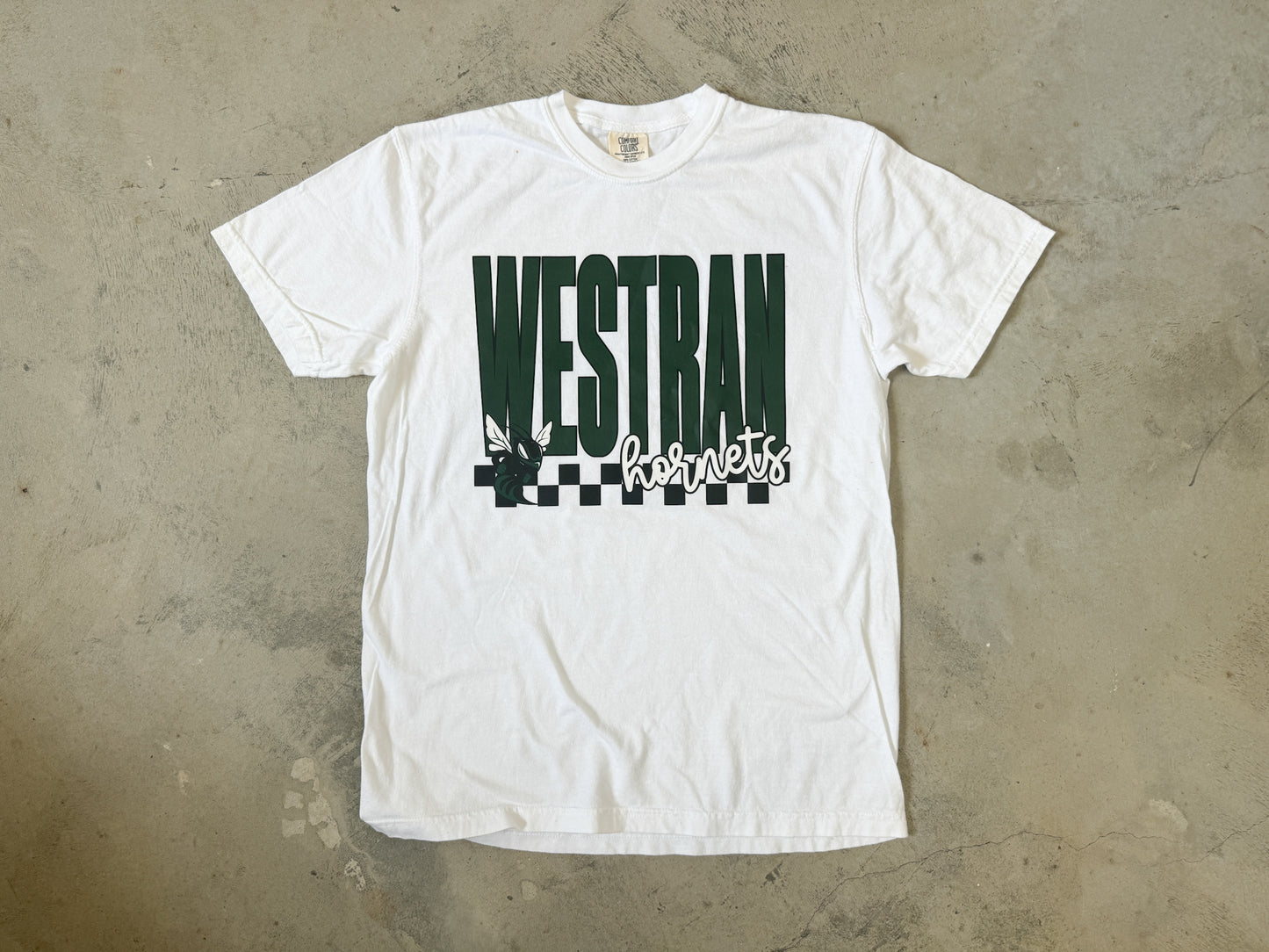 Custom Stretched Text School + Mascot Printed T-Shirt