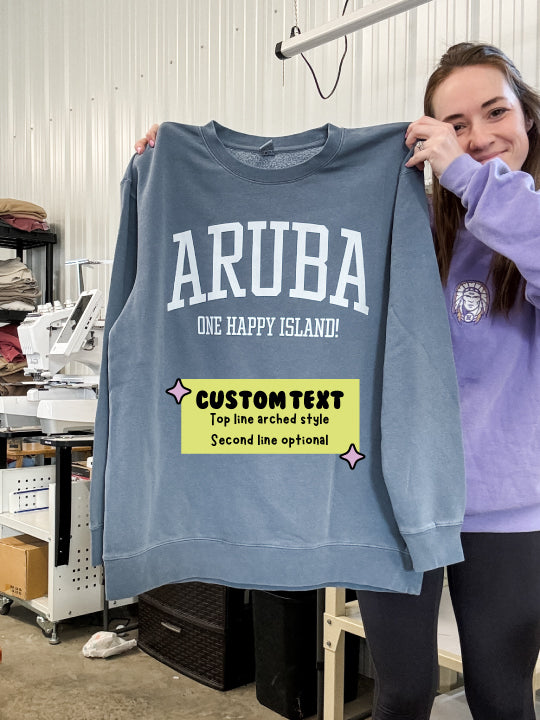 Custom Vintage Arched Text Adult Sweatshirt or Hoodie
